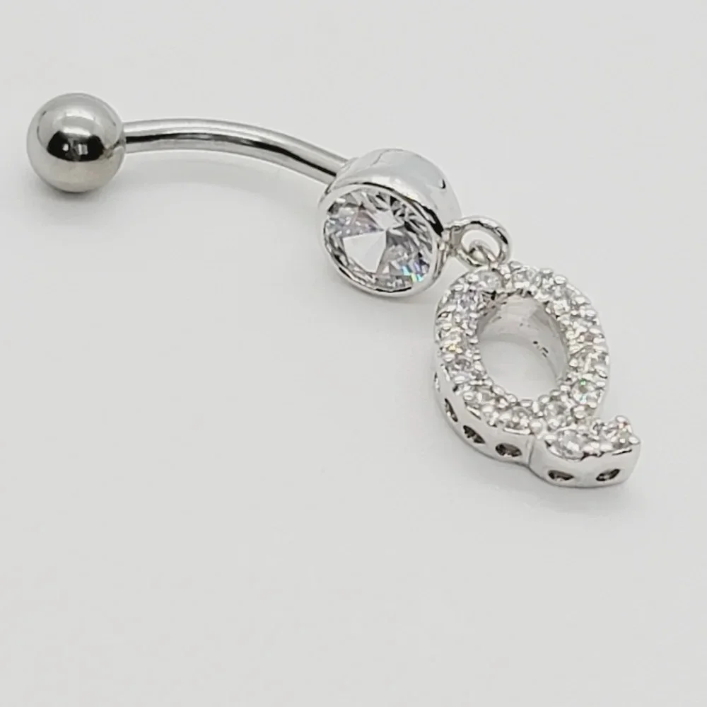 New 925 Sterling Silver Initial belly button ring 